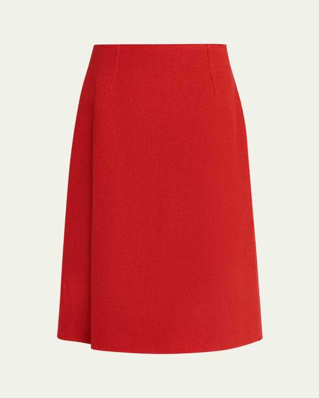 A-Line Crepe Weave Midi Skirt